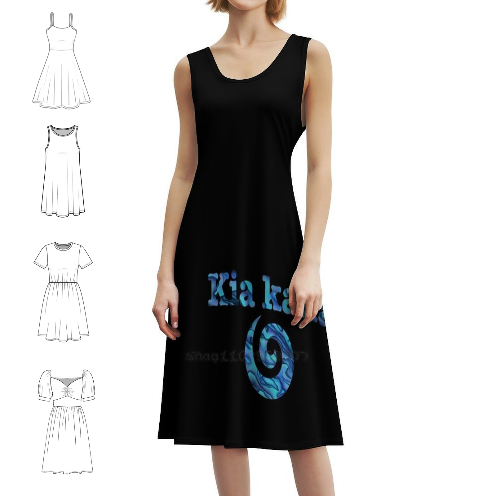 Summer Clothing Nz - ชุดเดรสคอวี Kaha Koru สไตล์หวานหรูหราสำหรับงานปาร์ตี้ฤดูร้อนสำหรับผู้หญิง ลาย Koru