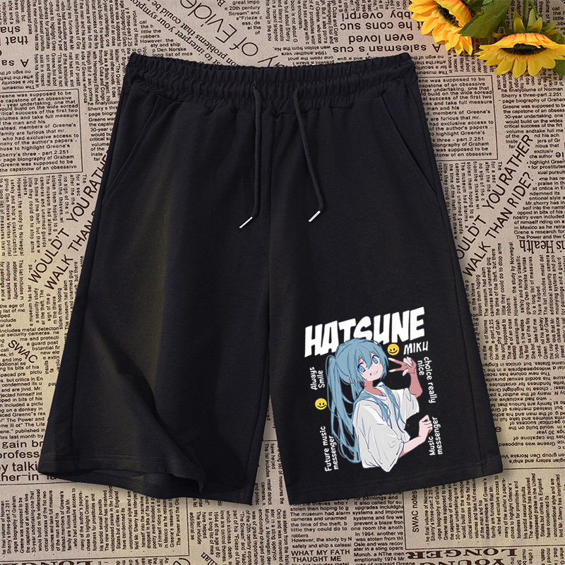 Summer Clothing Brands - กางเกงขาสั้นฮัตสึเนะ มิคุ สำหรับฤดูร้อน ผู้ชาย ผู้หญิง นักเรียน