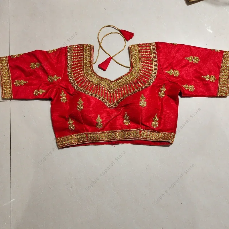 Summer Clothing Pakistan - เสื้อผ้าอินเดียแบบดั้งเดิม Sari Tops ผู้หญิงเสื้อฤดูร้อนด้ายสีทองเย็บปักถักร้อยปากีสถานเสื้อผ้า Saree เสื้ออินเดีย