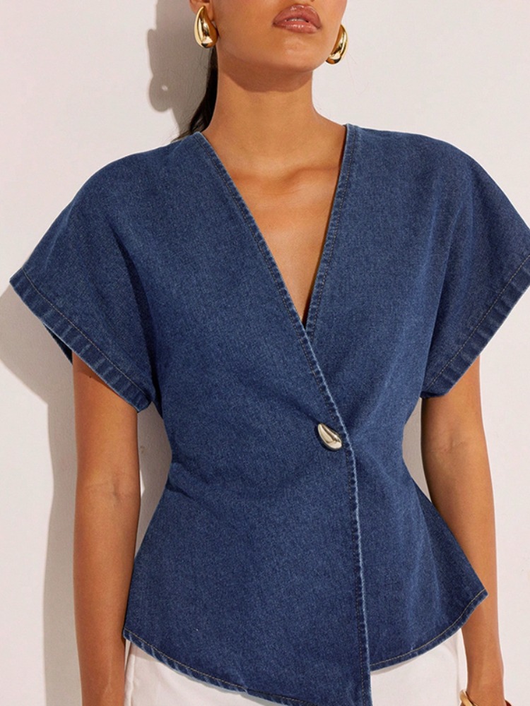 เสื้อเดนิมสีน้ำเงินเข้มสำหรับผ - Summer Clothing Wraps บทวิจารณ์และราคา