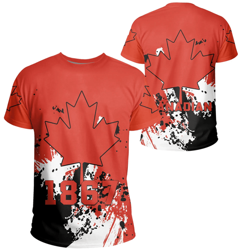 เสื้อยืดวันแคนาดาธงชาติ3D ใบเม - Summer Clothing Women Canada บทวิจารณ์และราคา