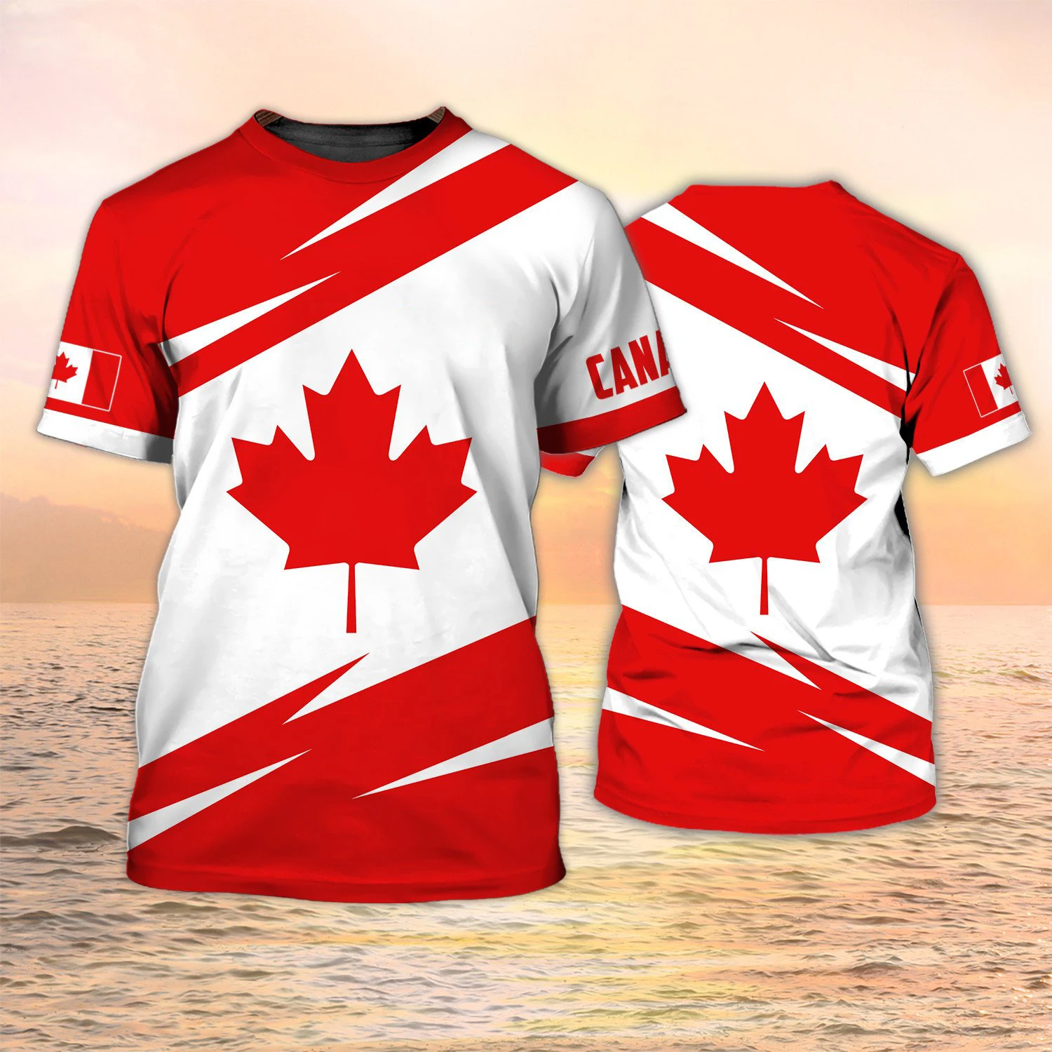 เสื้อยืดพิมพ์ลายธงแคนาดา 3 มิต - Summer Clothing Women Canada บทวิจารณ์และราคา