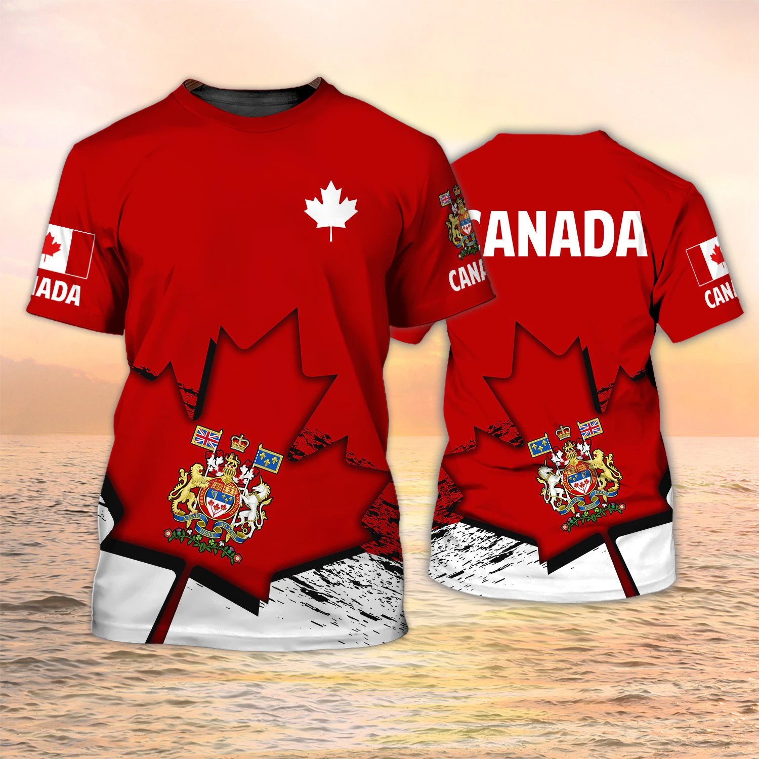 เสื้อยืดพิมพ์ลายธงแคนาดา 3 มิต - Summer Clothing Women Canada บทวิจารณ์และราคา