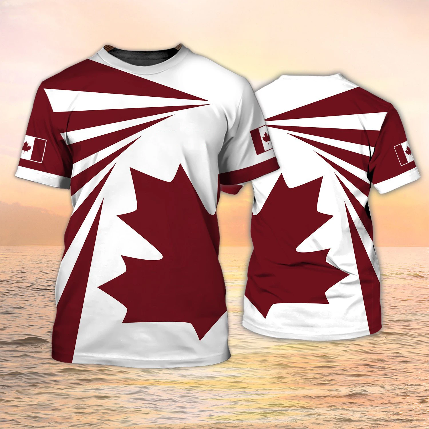 เสื้อยืดพิมพ์ลายธงแคนาดา 3 มิต - Summer Clothing Women Canada บทวิจารณ์และราคา